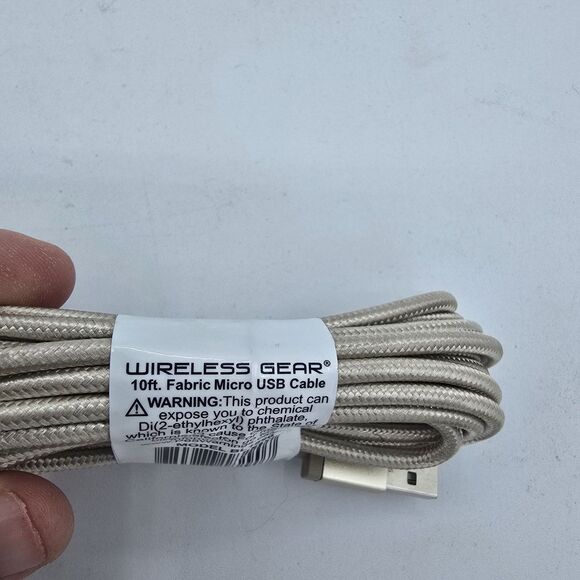 Wireless Gear 10 ft micro usb sync and charge cable. New - Picture 2 of 4